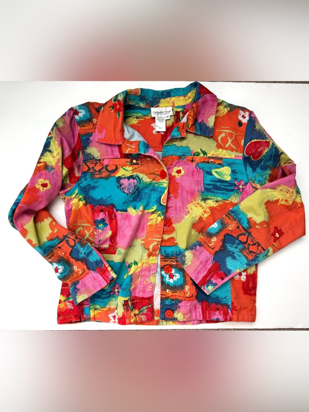 Coldwater Creek Bright Multicolor Patchwork Jean Jacket